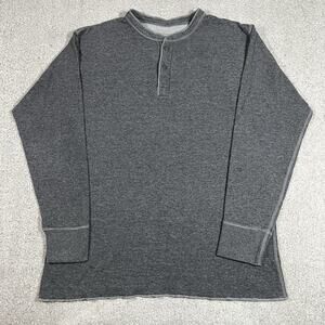 LL Bean Shirt Mens XL Gray Henley River Driver Wool Long Sleeve Thermal 2 Layer